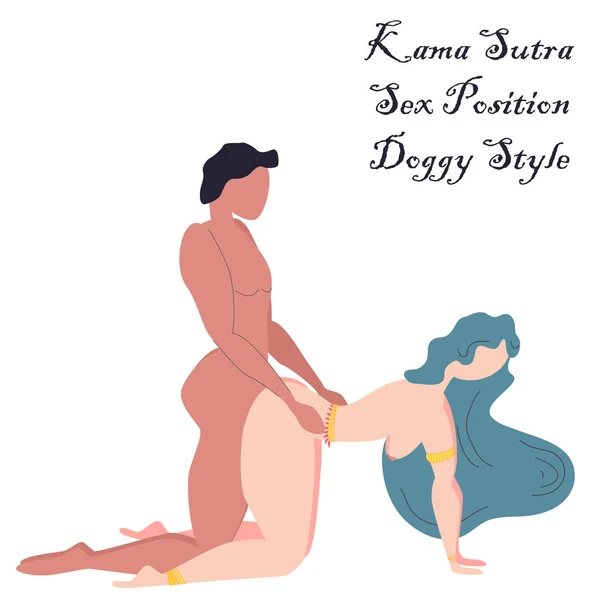 Kama Sutra, een man en een vrouw hebben seks. De kunst van de liefde. Seksuele positie hondje stijl — Stockvector