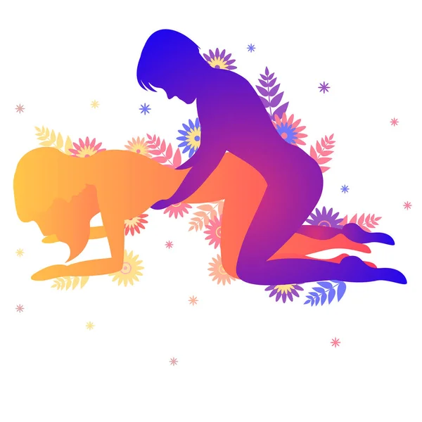 Kama sutra sexual pose The Hound on white background — Stock Vector