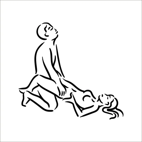 Kama sutra seksuele pose. Geslacht vormt een illustratie van man en vrouw op witte achtergrond — Stockvector