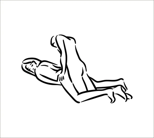 Kama sutra seksuele pose. Geslacht vormt een illustratie van man en vrouw op witte achtergrond — Stockvector