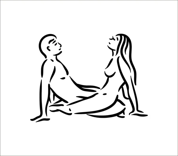KAMA sutra szexuális jelent. Szex pózok illusztrációja a férfi és a nő a fehér háttér — Stock Vector