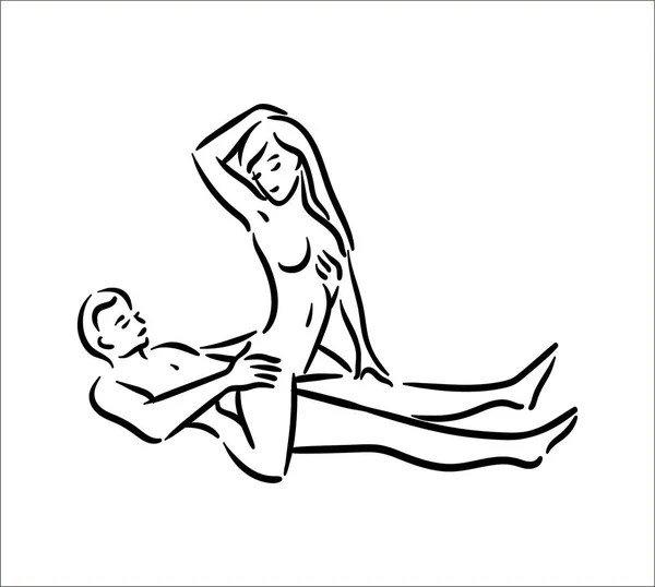 Kama sutra sexual pose. Sex poses illustration of man and woman on white background — Stock Vector