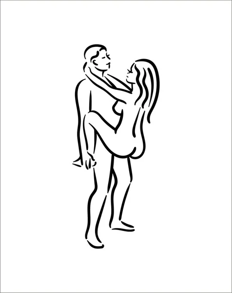 KAMA sutra szexuális jelent. Szex pózok illusztrációja a férfi és a nő a fehér háttér — Stock Vector